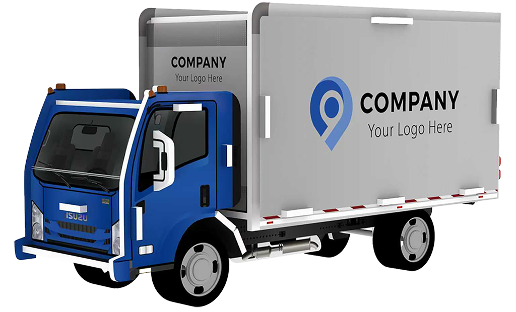 Custom 3D puzzle delivery truck model with placeholder for corporate logo