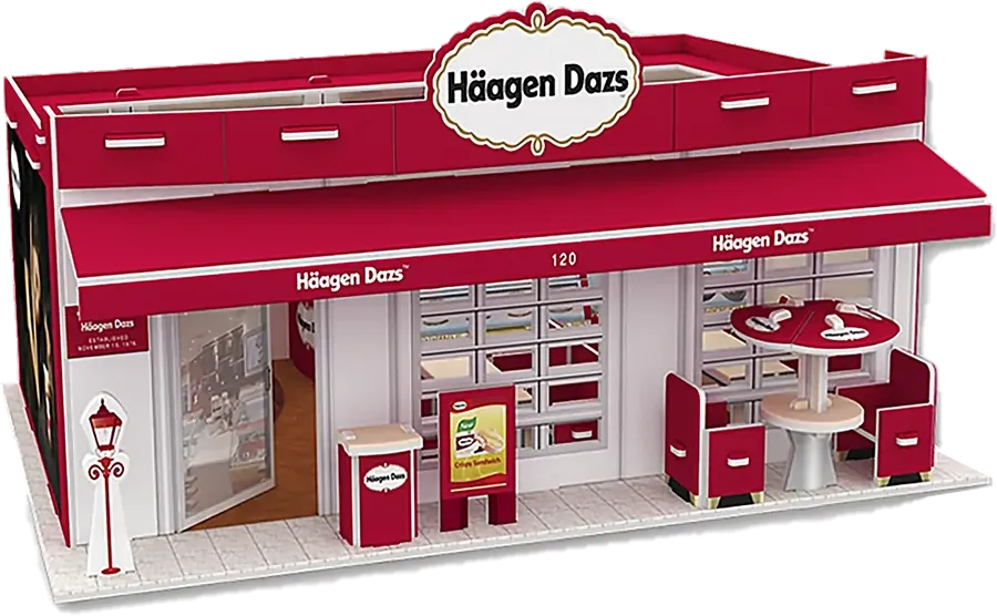 Custom ice cream shop storefront architectural 3D puzzle model