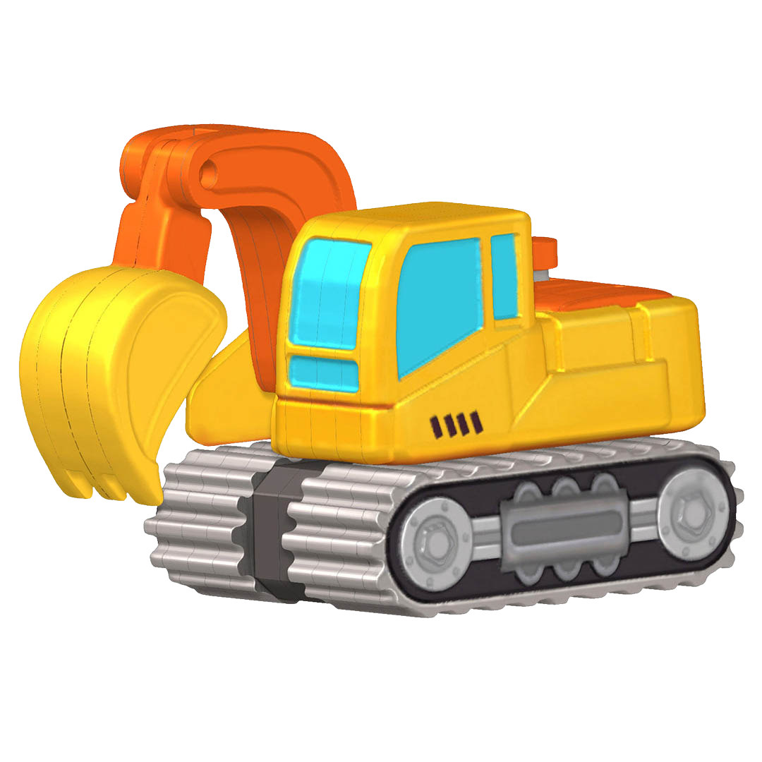 Assembled layered excavator sticker 3D puzzle model