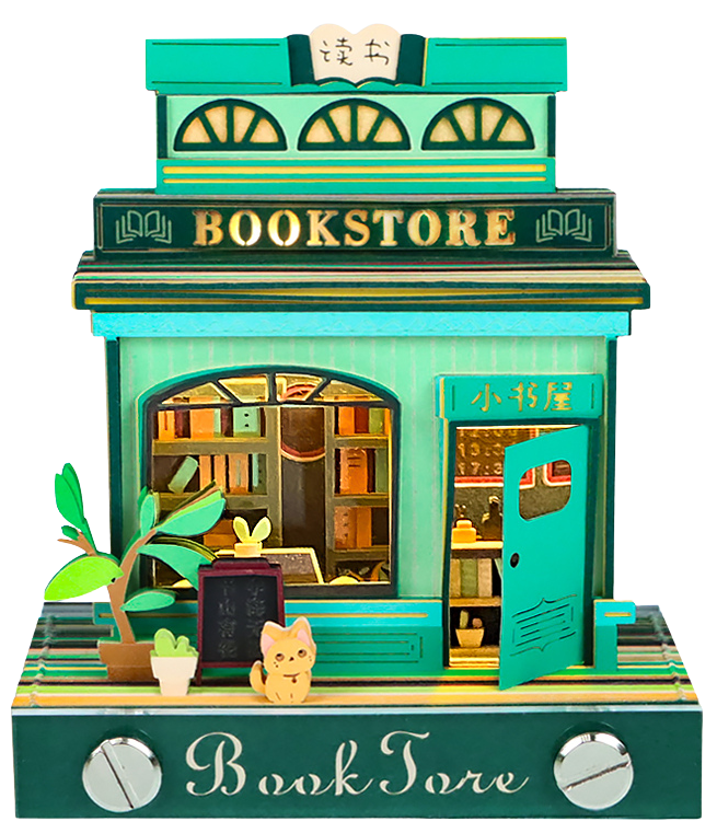 3D puzzle promotional gift bookstore memo pad sculpture with detailed storefront and layered pages