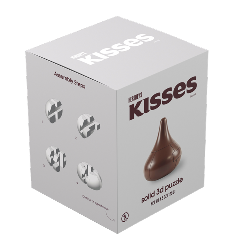 Hershey's Kisses custom 3D assembly puzzle corporate giveaway with branded packaging